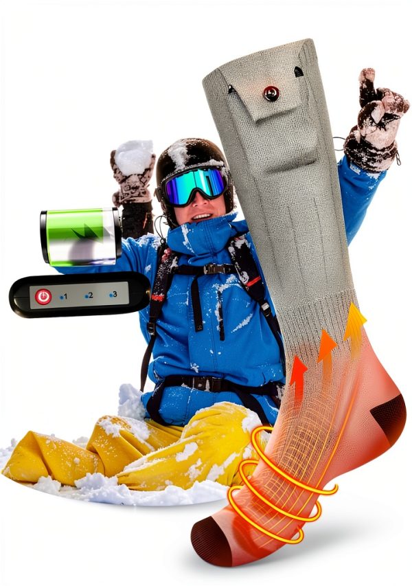Electric Heated Socks, 3 Heating Settings Washable Heated Sock for Fishing Skiing Hiking Skating, Stocking Stuffers, 5000mAh Rechargeable Electric Socks for Men Women-1