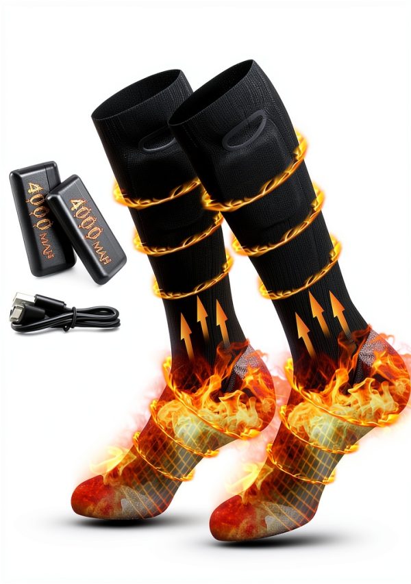 Heated Socks Rasfalo WH-WZ03 Black Gray Rechargeable 4000mAh Warmer-0
