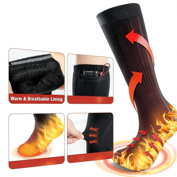 Heated Socks CaiQiXuan Rechargeable 3‑Level Black Gray WZ‑WZ01-2