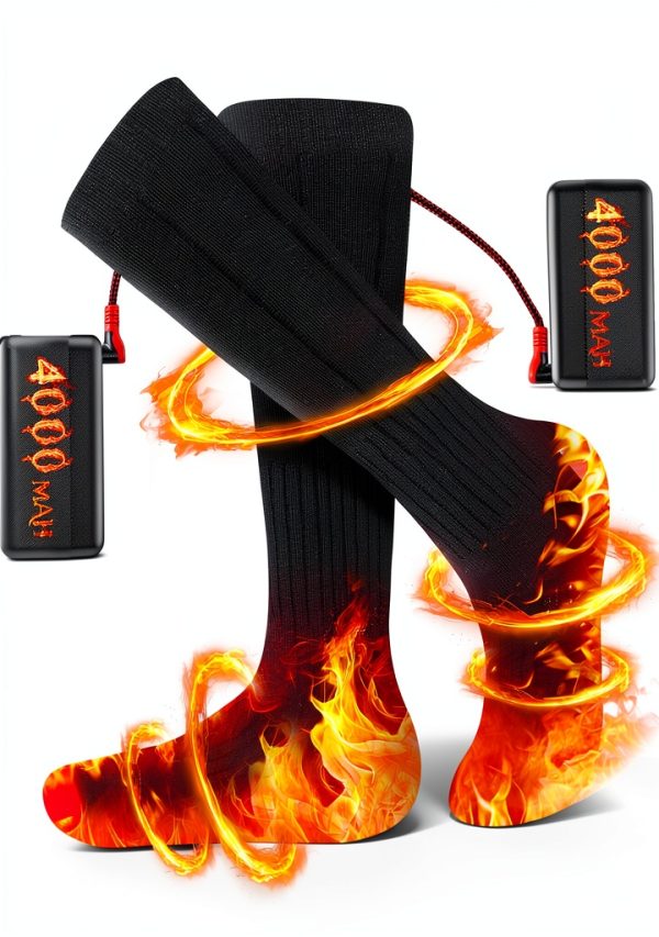 Heated Socks CaiQiXuan Rechargeable 3‑Level Black Gray WZ‑WZ01-0