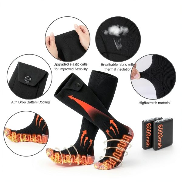 Heated Socks Baowenqier Unisex Foot Warmer 5V 6000mAh Battery 4 Levels-4