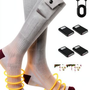 Electric Heated Socks, 3 Heating Settings Washable Heated Sock for Fishing Skiing Hiking Skating, Stocking Stuffers, 5000mAh Rechargeable Electric Socks for Men Women-0