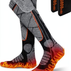 Heated Socks, 5V 6000mAh Rechargeable Heated Socks for Men & Women, Electric Socks with 3 Heating Levels for Winter, Skiing, Hunting, Camping, Hiking, Cycling, Outdoor Work-0