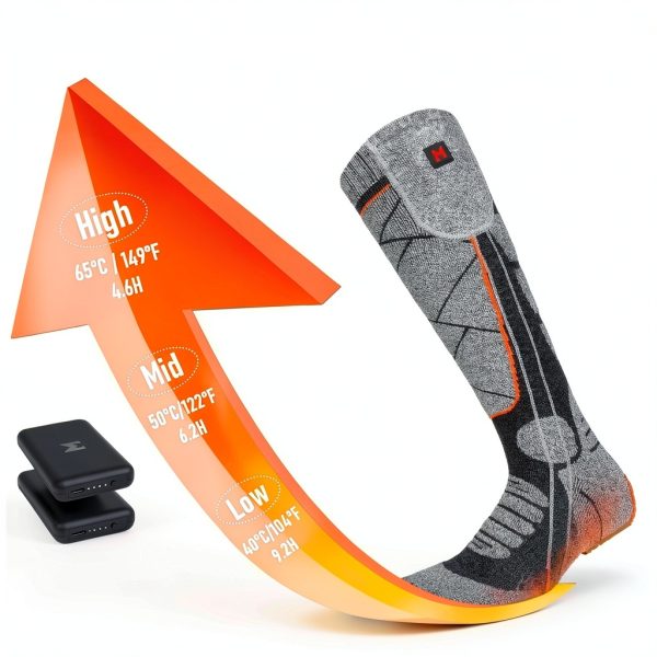 Heated Socks, 5V 6000mAh Rechargeable Heated Socks for Men & Women, Electric Socks with 3 Heating Levels for Winter, Skiing, Hunting, Camping, Hiking, Cycling, Outdoor Work-1