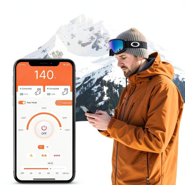 WELUK Heated Socks for Men Women with APP Control, Upgraded Rechargeable Electric Heated Socks Up to 10 Hours, Washable Winter Foot Warmer Socks for Outdoor Camping Skiing Hunting Hiking-2