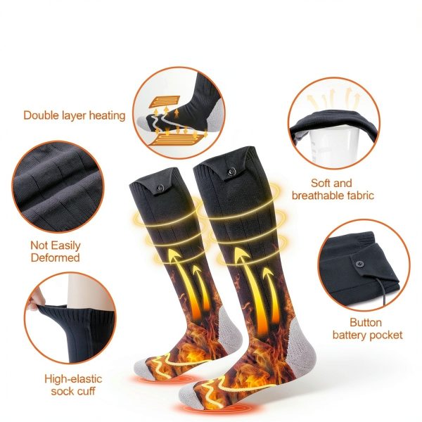 Heated Sock Simxihong Unisex 5000mAh Rechargeable Thermal Warmers-3